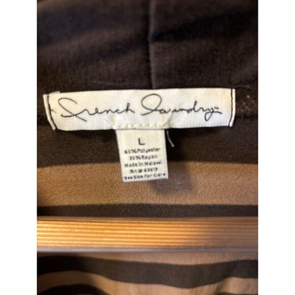 French Laundry Brown Striped Three Quarter Sleeve Open Front Cardigan SZ Large - Picture 5 of 7